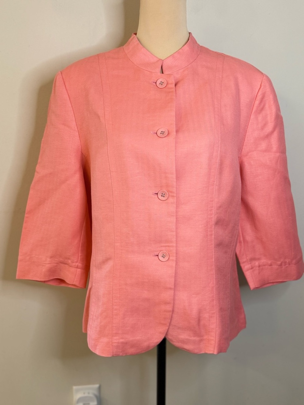 Emma James blazer jacket peachy pink lightly textured SZ 16
